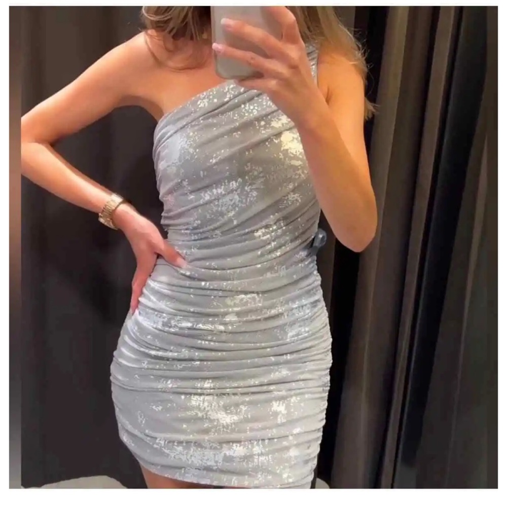 ZARA NWT METALLIC PRINT TULLE DRESS SIZE L
